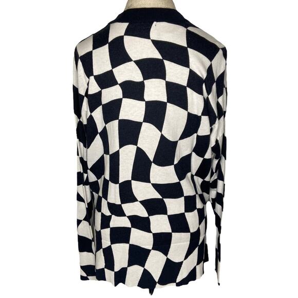 Sanctuary The Cityscape Cardi Black Warped Check Cardigan Relaxed Fit Size XS - Picture 7 of 11